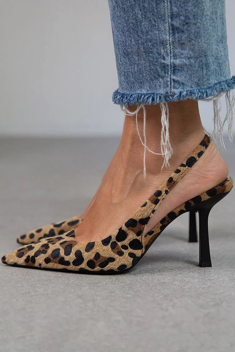 Ambra - Leopard Print Orthopedic Heels with Back Strap