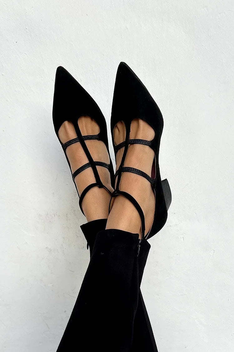 Giada - Pointed Toe Orthopedic Heels with Crisscross Straps