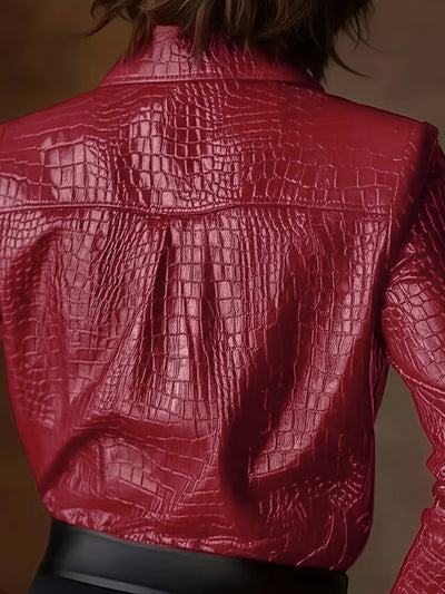 Samara – Black Jacket with Crocodile Embossing & Casual Cut