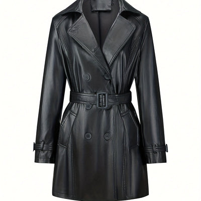 Leather Trench Coat with Belt