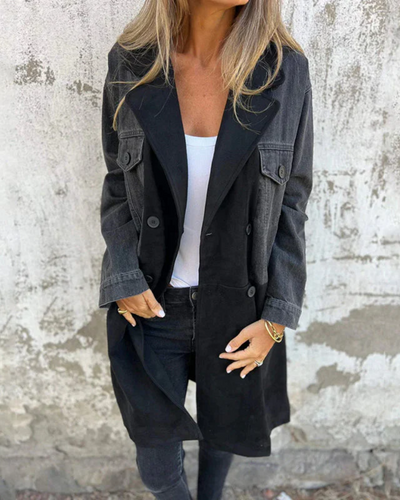 Elena | Denim & Suede Coat – Stylish & Versatile