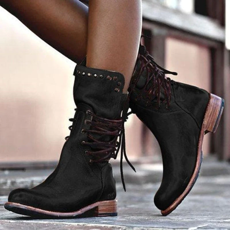 Maura | Vegan Leather Boots with Lacing