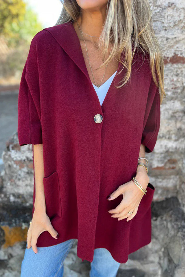 Monika | Casual Hooded Cape Jacket with Button & Pockets
