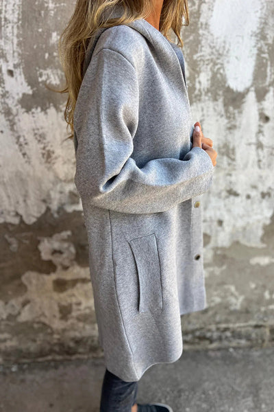 Elena | Casual Hoodie with Button Placket & Long Sleeves