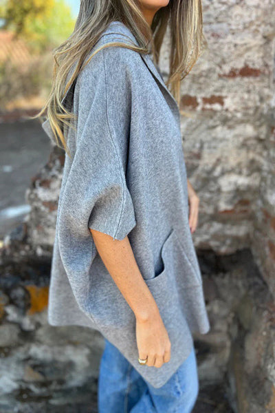 Monika | Casual Hooded Cape Jacket with Button & Pockets