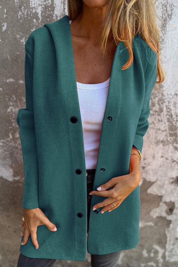 Elena | Casual Hoodie with Button Placket & Long Sleeves
