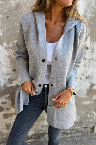 Elena | Casual Hoodie with Button Placket & Long Sleeves
