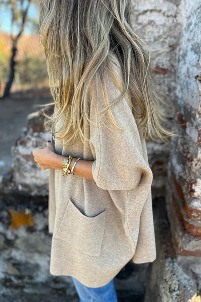 Monika | Casual Hooded Cape Jacket with Button & Pockets