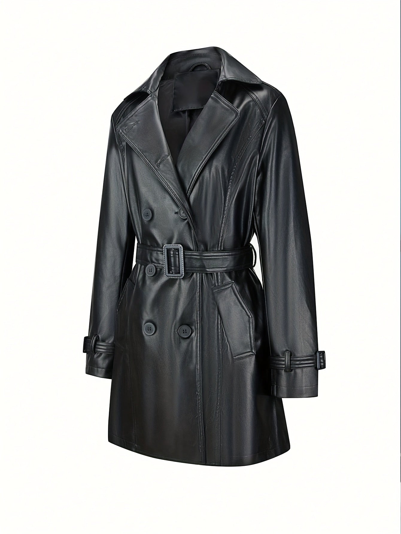 Leather Trench Coat with Belt