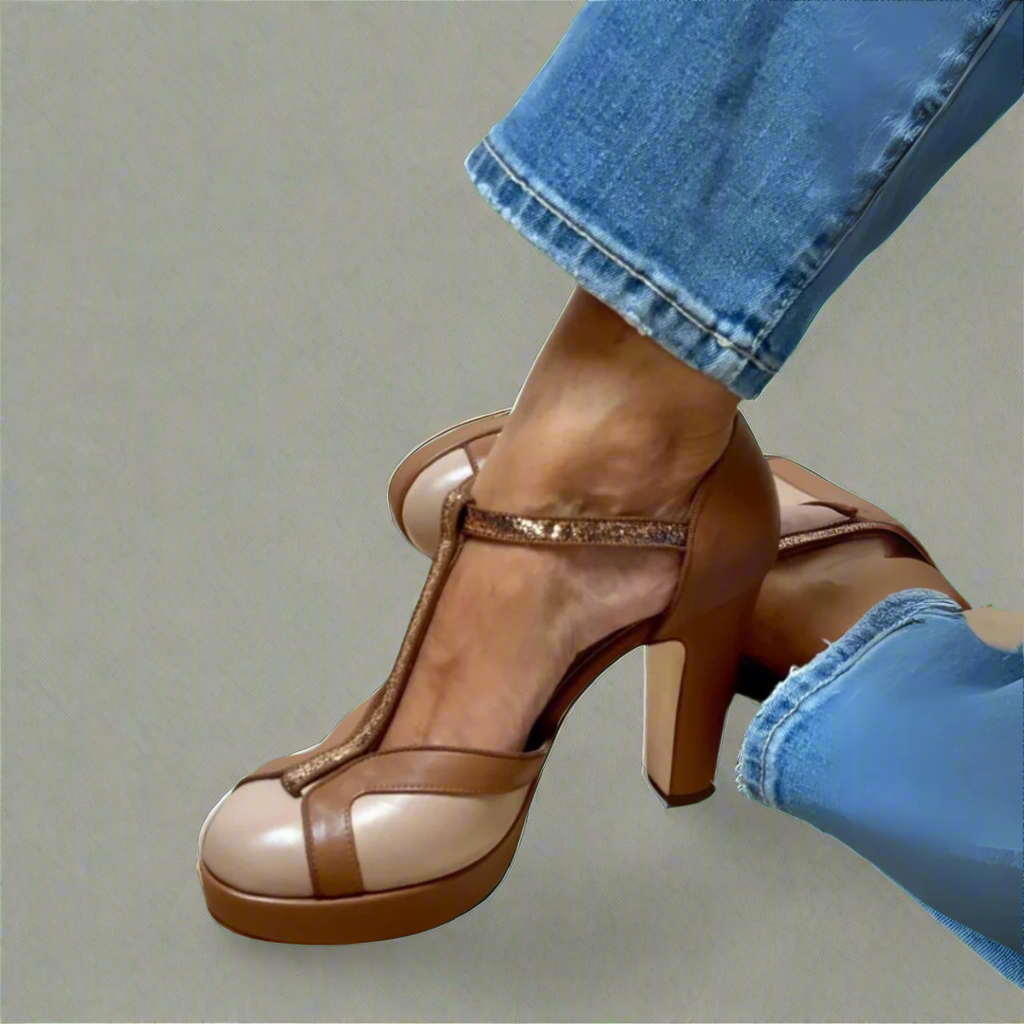 Raffaella™ | T-Strap Heels with Stable Heel