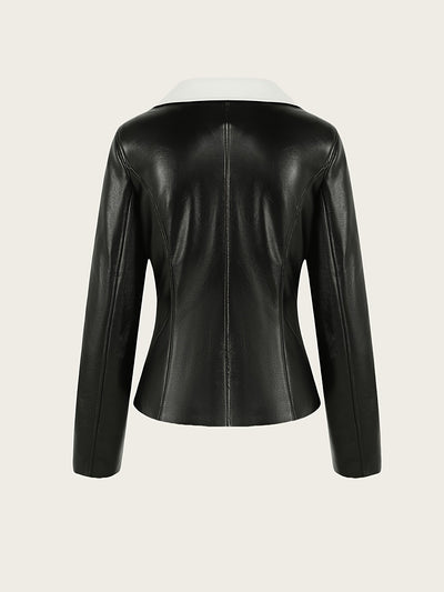 Darana – Women's PU Leather Jacket with Lapel Collar