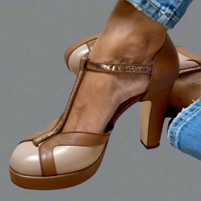 Raffaella™ | T-Strap Heels with Stable Heel