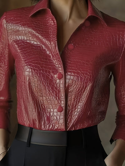 Samara – Black Jacket with Crocodile Embossing & Casual Cut