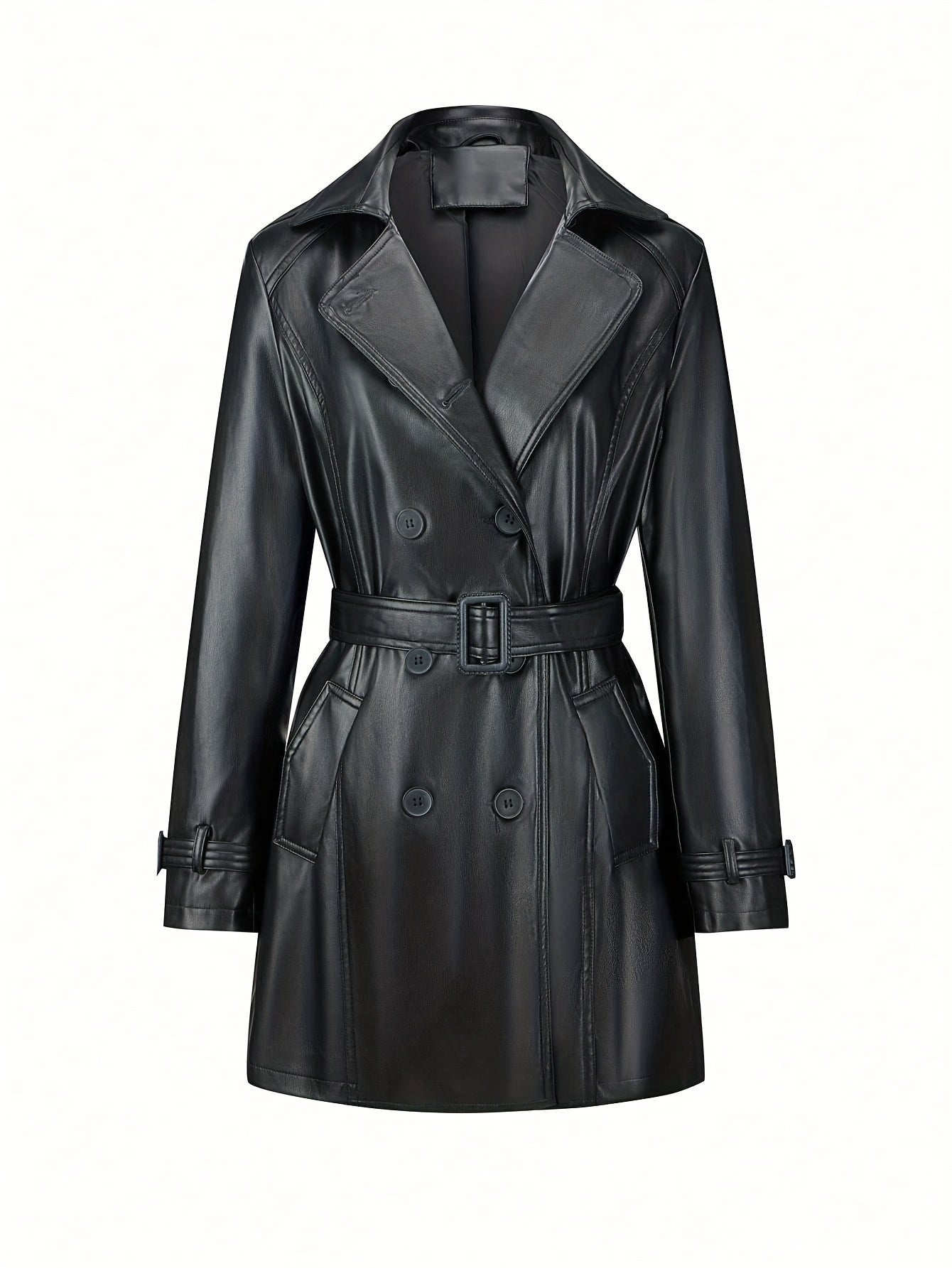 Leather Trench Coat with Belt