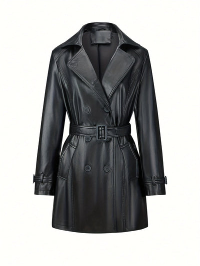 Leather Trench Coat with Belt