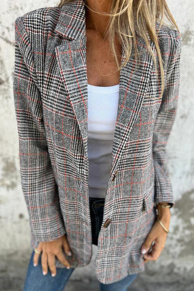 Tamara | Retro Houndstooth Casual Blazer with Lapels