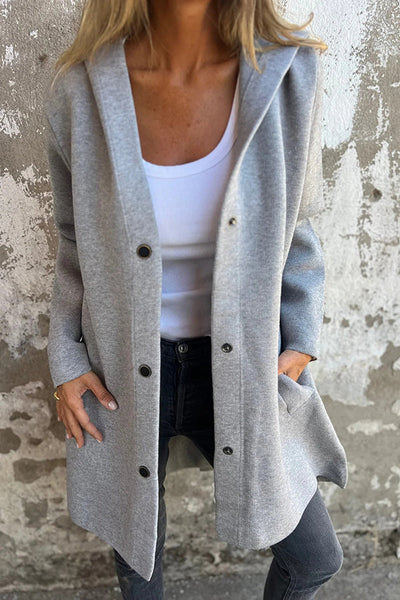 Elena | Casual Hoodie with Button Placket & Long Sleeves