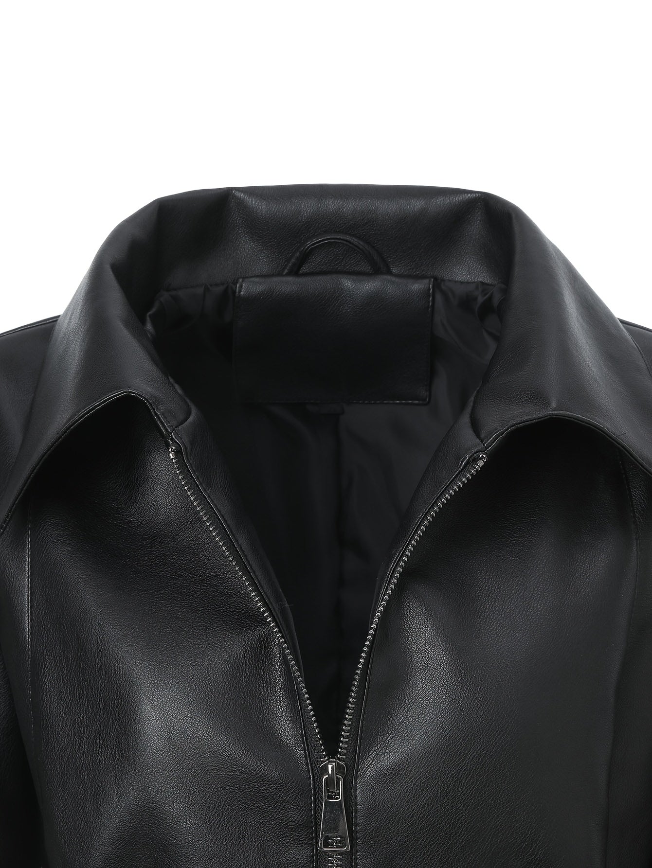 Leather Jacket with Square Neckline & Waist Belt