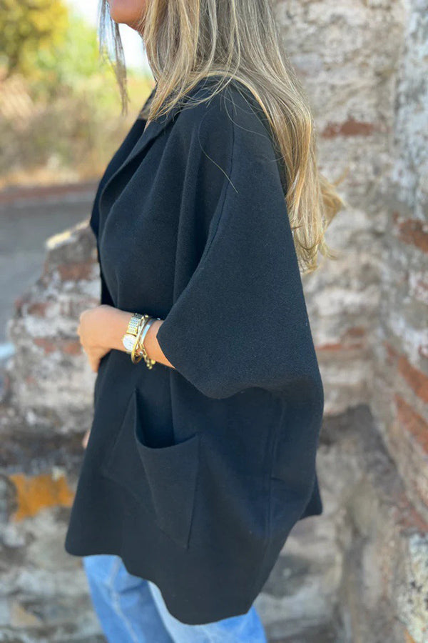 Monika | Casual Hooded Cape Jacket with Button & Pockets