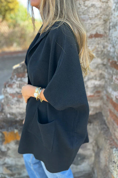 Monika | Casual Hooded Cape Jacket with Button & Pockets