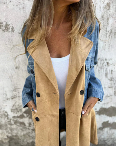 Elena | Denim & Suede Coat – Stylish & Versatile