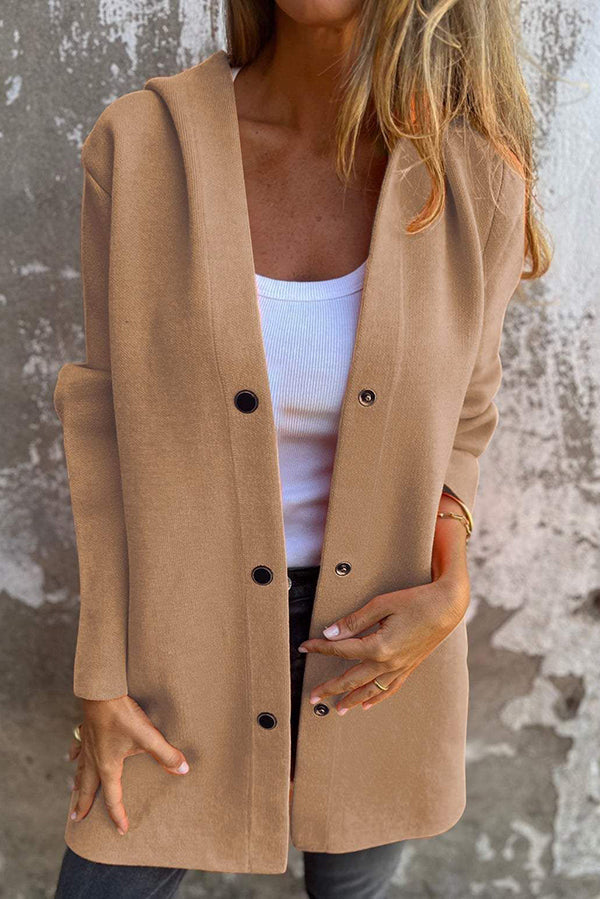 Elena | Casual Hoodie with Button Placket & Long Sleeves