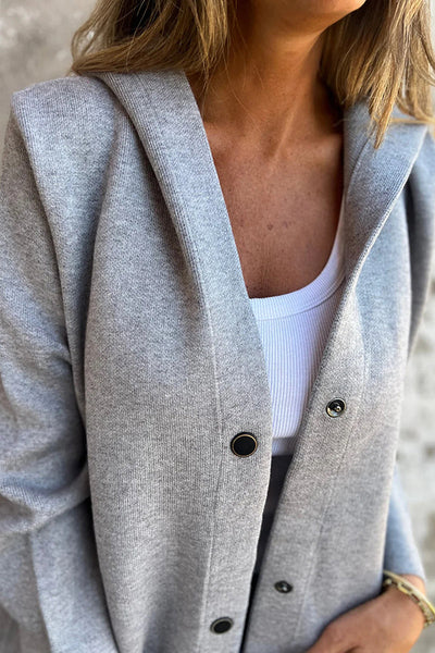 Elena | Casual Hoodie with Button Placket & Long Sleeves