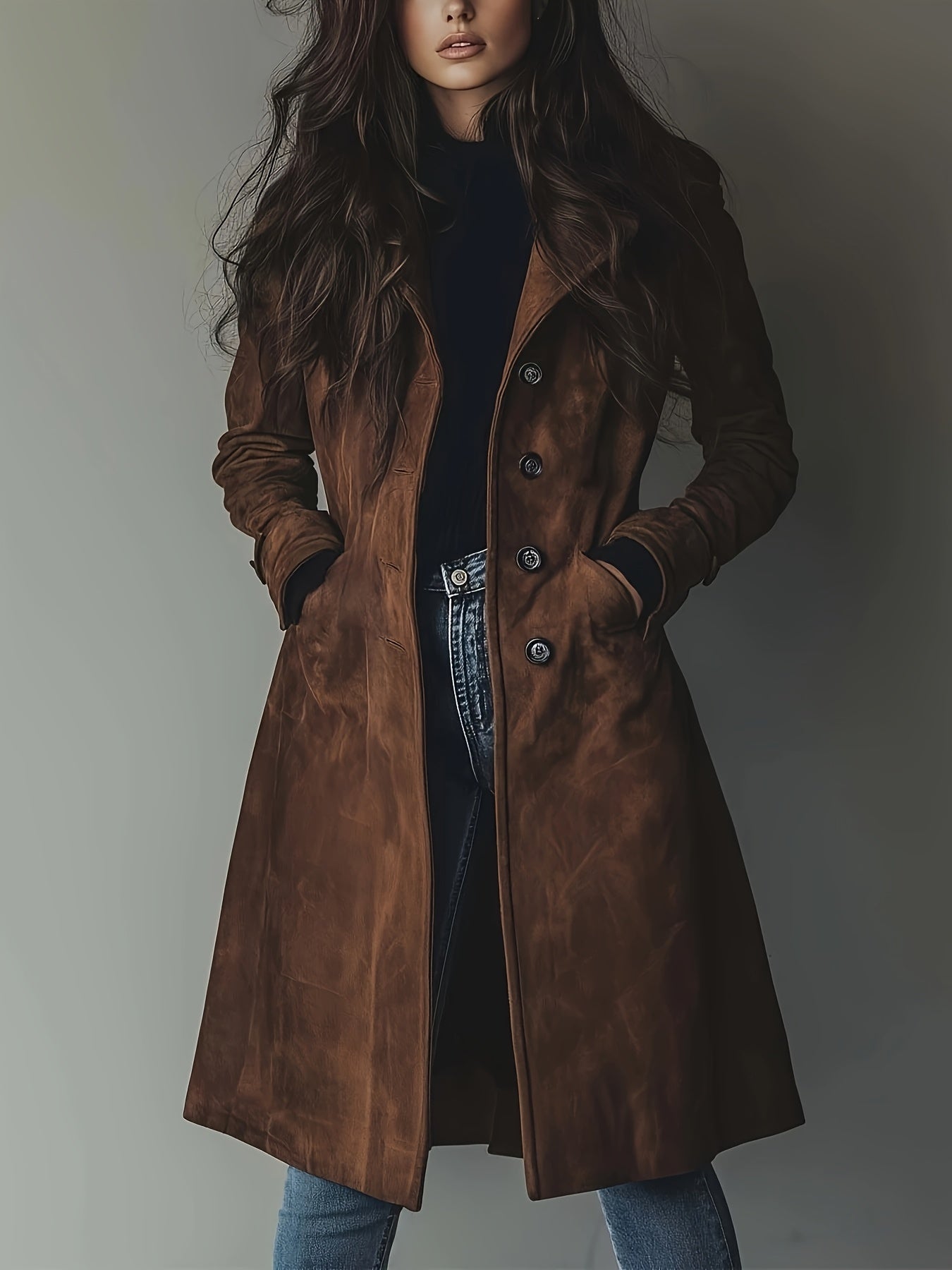 Keziah – Elegant Vintage Coat with Lapels & Button Placket