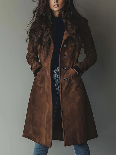 Keziah – Elegant Vintage Coat with Lapels & Button Placket