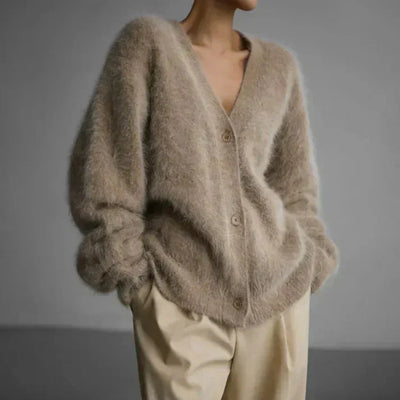 Lotte | Wool Blend Cardigan with Velvet Look