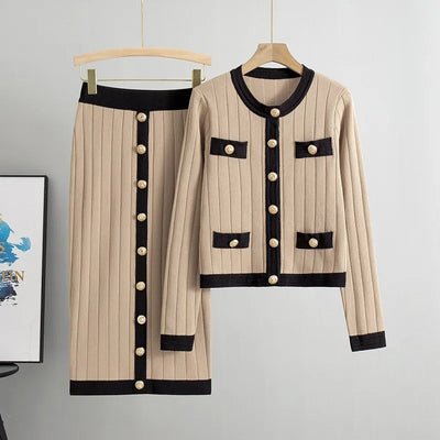 Mira – Chic 2-Piece Set with Cardigan & Skirt