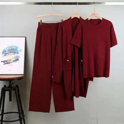 Carmen – Three-Piece Knitted Set with Long Cardigan