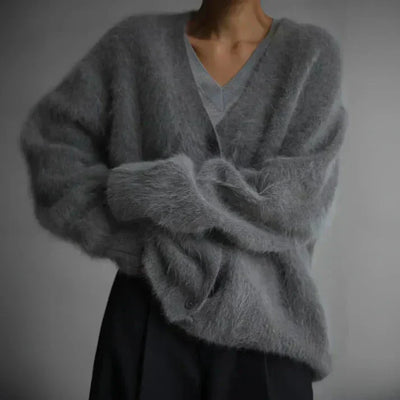 Lotte | Wool Blend Cardigan with Velvet Look
