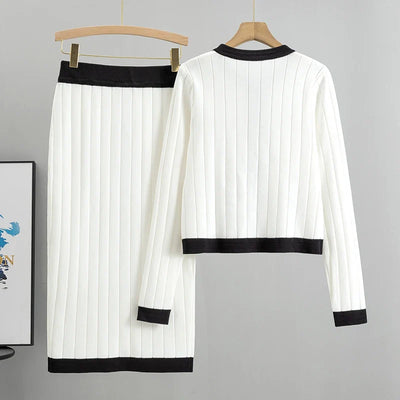 Mira – Chic 2-Piece Set with Cardigan & Skirt