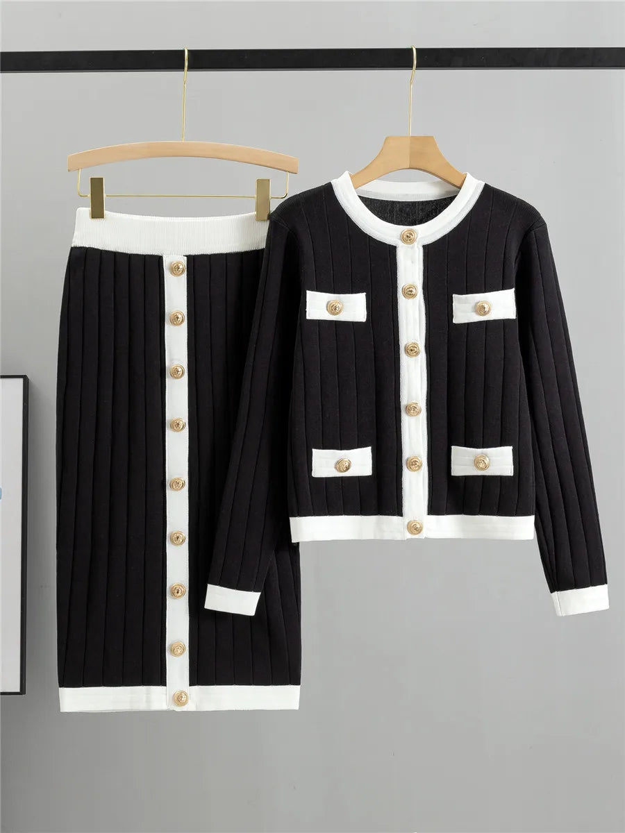 Mira – Chic 2-Piece Set with Cardigan & Skirt