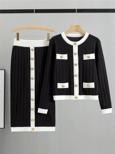 Mira – Chic 2-Piece Set with Cardigan & Skirt