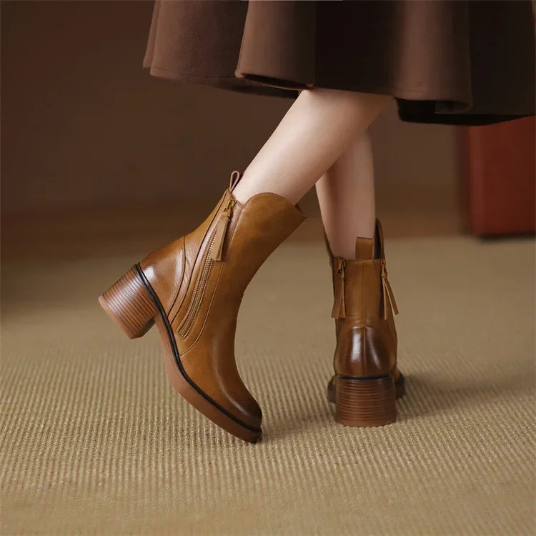 Savannah - Stylish Comfort Leather Ankle Boots