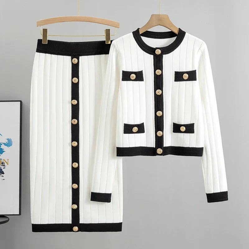 Mira – Chic 2-Piece Set with Cardigan & Skirt