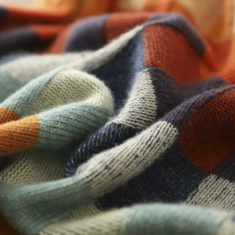 Adalynn | Colorful Turtleneck Sweater with Patchwork Knit Pattern
