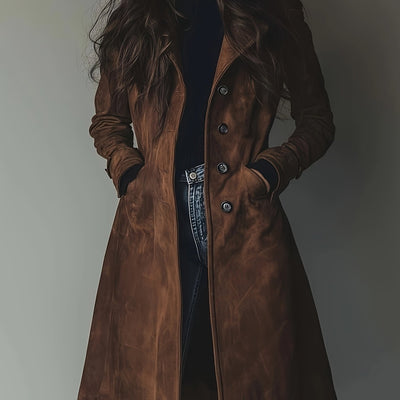 Keziah – Elegant Vintage Coat with Lapels & Button Placket