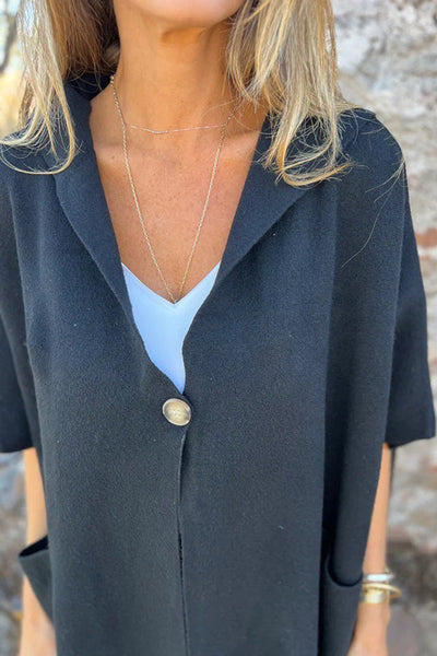 Monika | Casual Hooded Cape Jacket with Button & Pockets