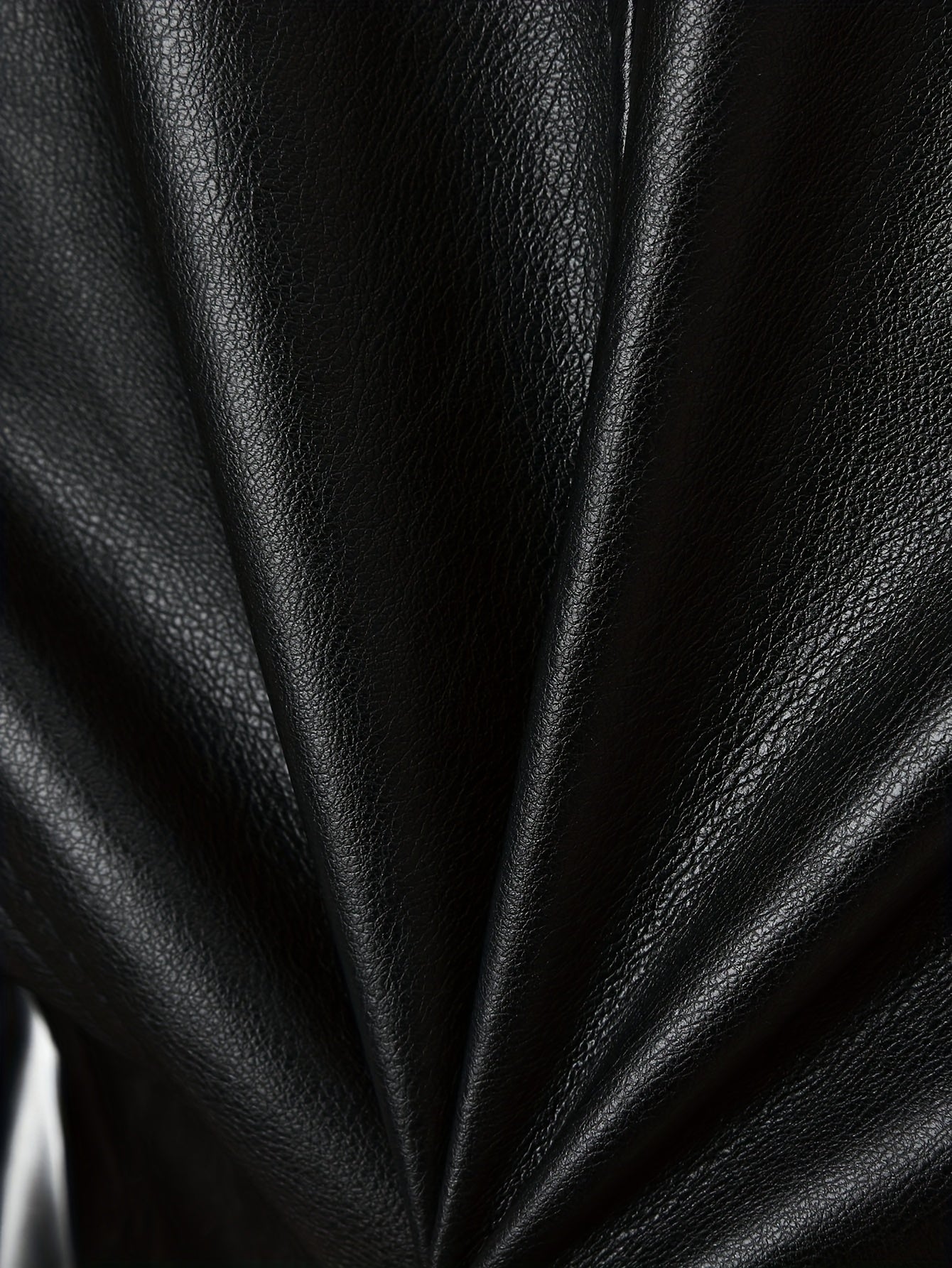 Atara – Elegant PU Vegan Leather Coat with Lapels & A-Line Cut