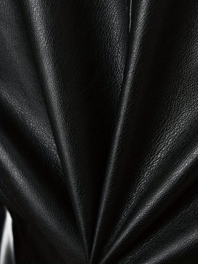 Atara – Elegant PU Vegan Leather Coat with Lapels & A-Line Cut