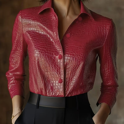 Samara – Black Jacket with Crocodile Embossing & Casual Cut