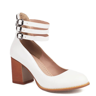 Casilda - Smooth orthopedic sandals with ankle strap and thick heel