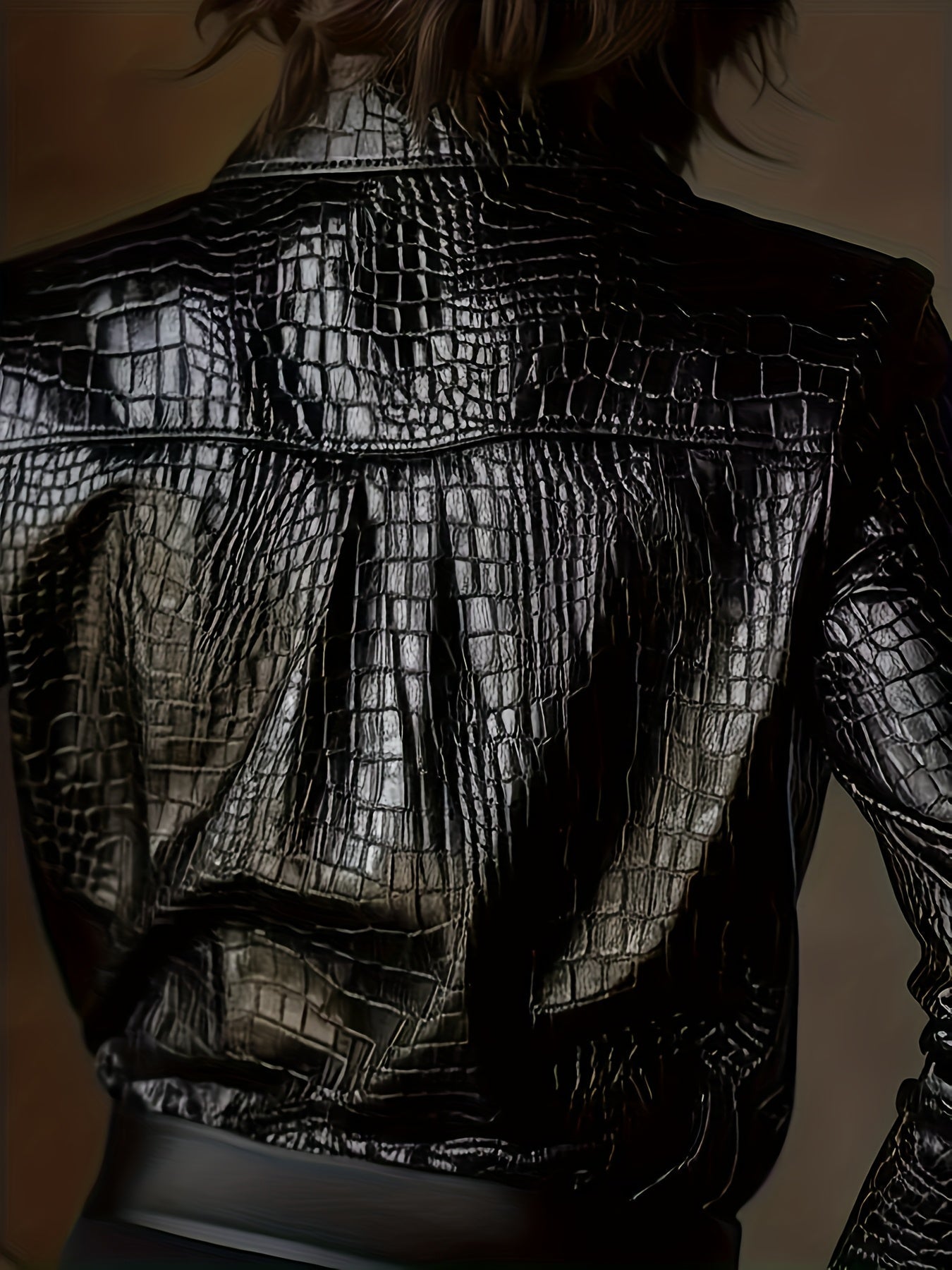Samara – Black Jacket with Crocodile Embossing & Casual Cut