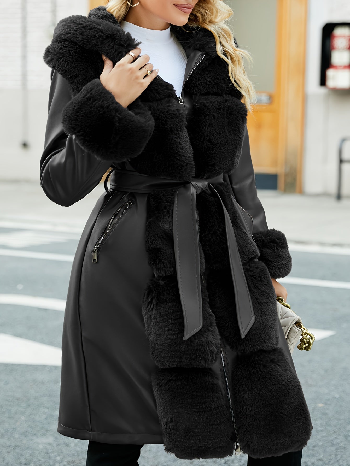 Bonnie – Elegant Women's Coat with Hood and Belt