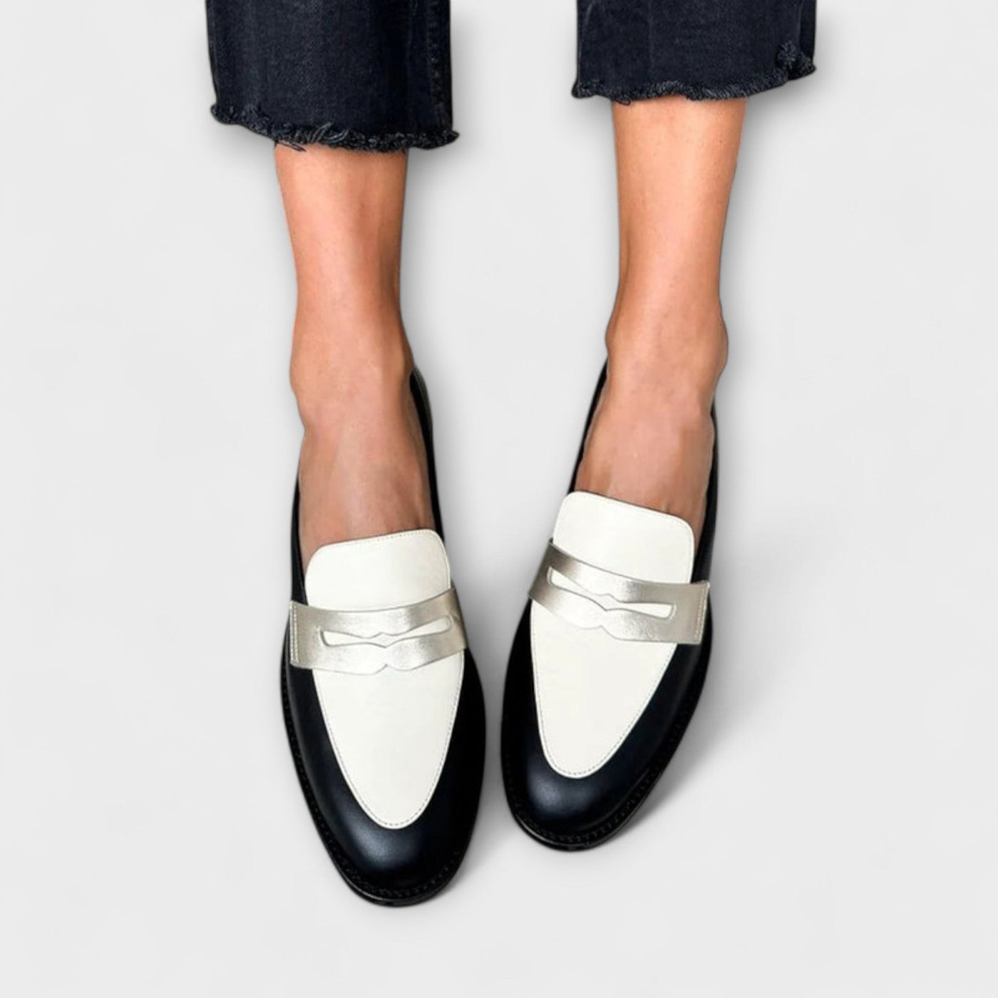 Xara – Black Moccasins with Metallic Shine