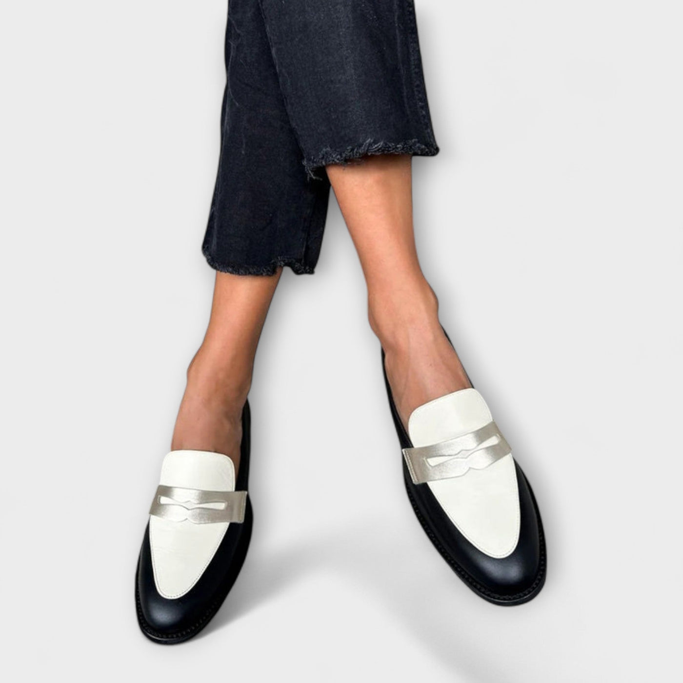 Xara – Black Moccasins with Metallic Shine