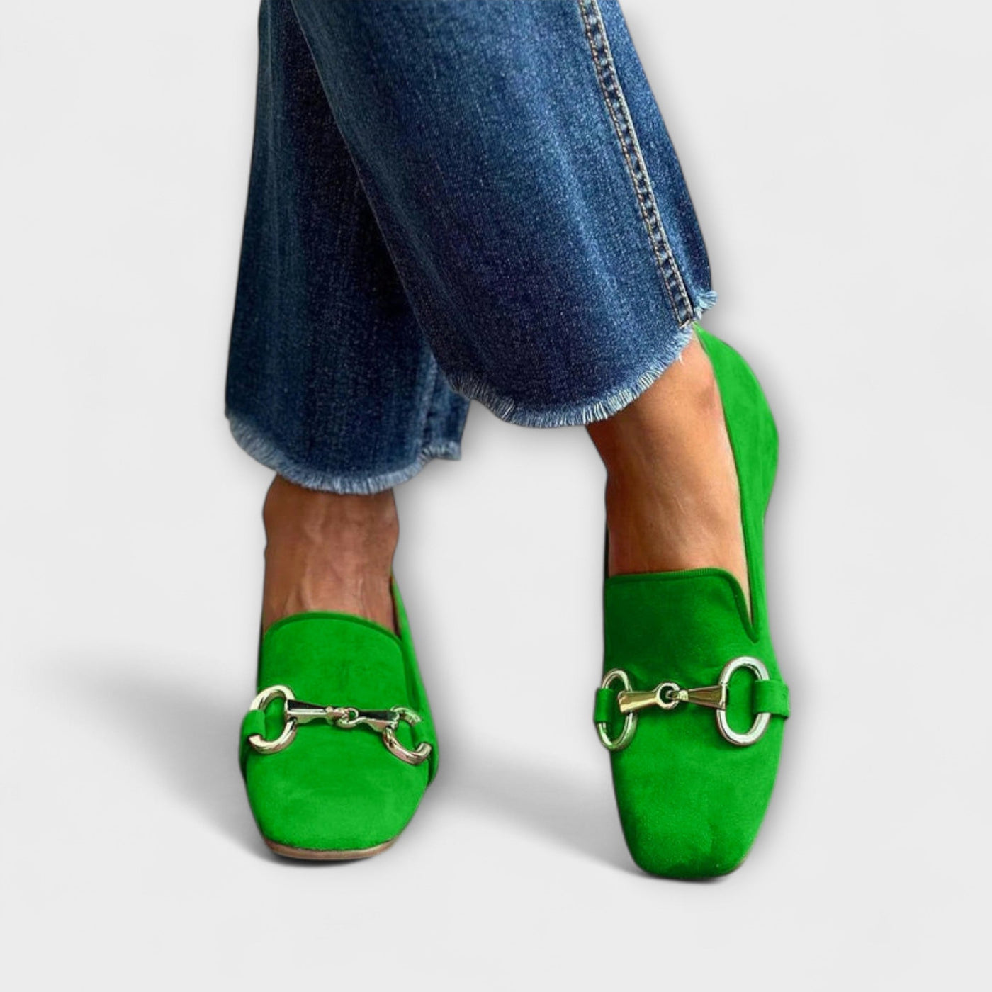 Taliah – Suede Loafers with Square Toe and Buckle
